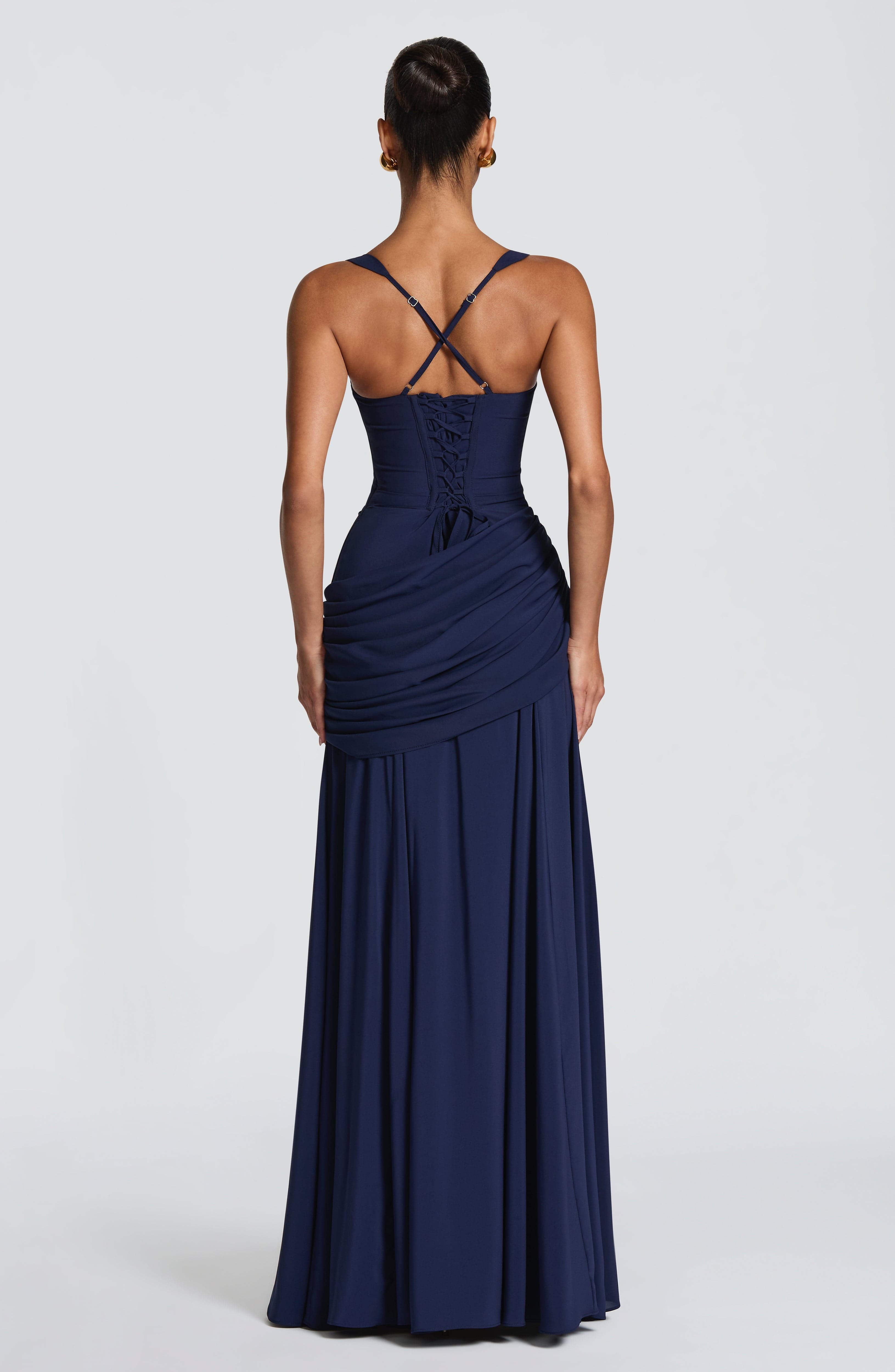Damen Elegantes Langes Abendkleid Maxikleid Asymmetrisch Wasserfallausschnitt - Image 11