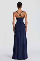 Damen Elegantes Langes Abendkleid Maxikleid Asymmetrisch Wasserfallausschnitt - Image 11