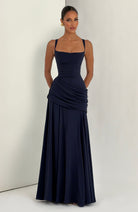 Damen Elegantes Langes Abendkleid Maxikleid Asymmetrisch Wasserfallausschnitt - Image 13
