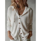 Damen Grobstrick Cardigan Kapuze Oversized - Image 3