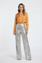 Damen Paillettenhose Gerade Partyhose Glitzer - Image 2