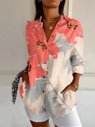 Damen Bluse bedruckt fließend locker Hemdbluse mit Muster - Image 7