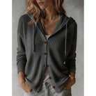 Damen Grobstrick Cardigan Kapuze Oversized - Image 5