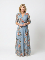 Mika - Florales Wickel Maxi Kleid mit V Ausschnitt