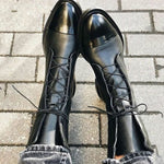 Bottines pour femmes en cuir véritable avec lacets et bout renforcé