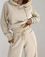 Ensemble de survêtement pour femme avec sweat court à capuche et pantalon à jambes larges