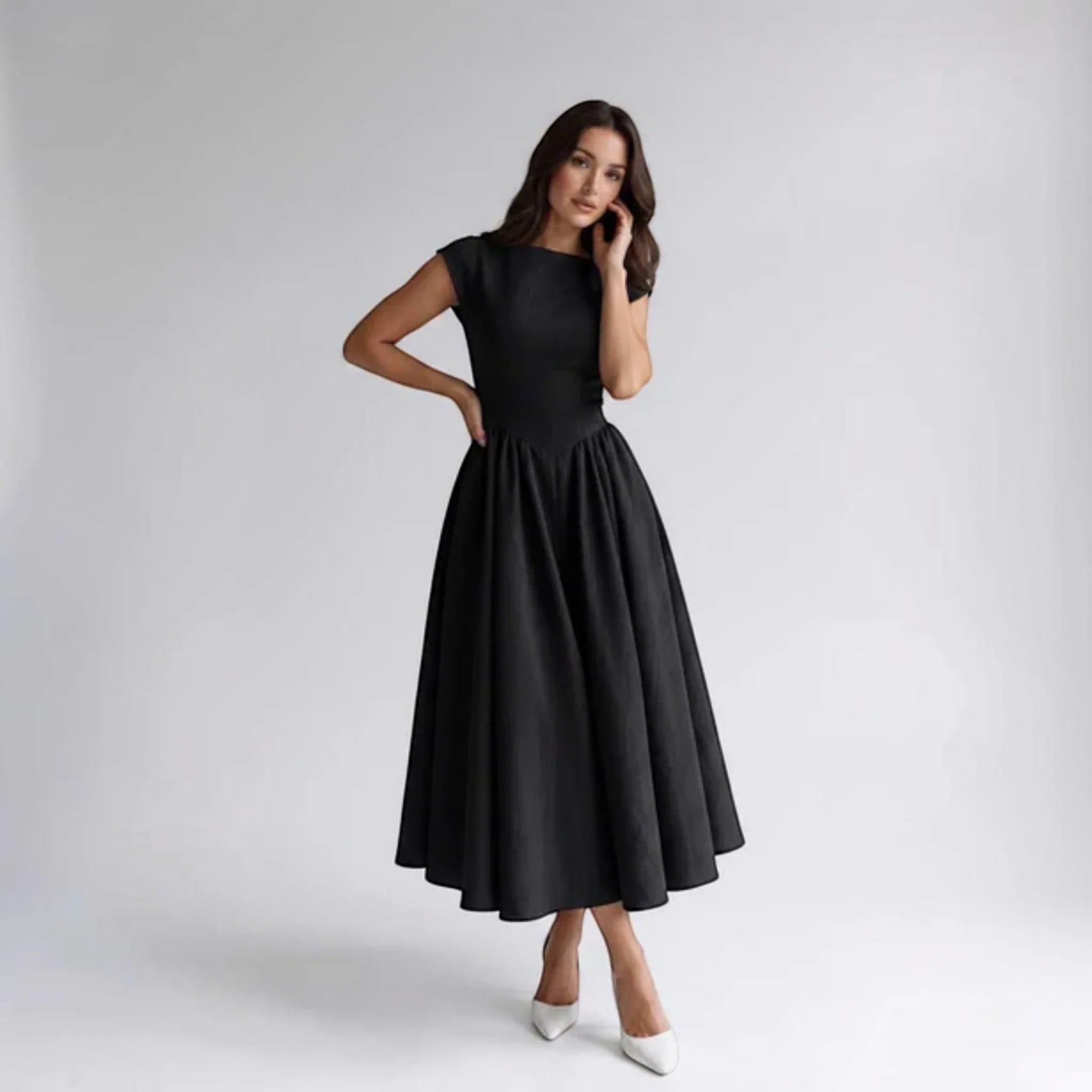 Damen A-Linien Midi-Kleid ärmellos Hochzeitsgast festlich - Image 15
