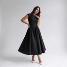 Damen A-Linien Midi-Kleid ärmellos Hochzeitsgast festlich - Image 16