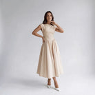 Damen A-Linien Midi-Kleid ärmellos Hochzeitsgast festlich - Image 3