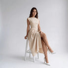 Damen A-Linien Midi-Kleid ärmellos Hochzeitsgast festlich - Image 4
