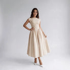 Damen A-Linien Midi-Kleid ärmellos Hochzeitsgast festlich - Image 5