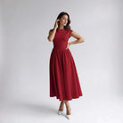 Damen A-Linien Midi-Kleid ärmellos Hochzeitsgast festlich - Image 8
