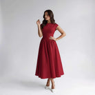 Damen A-Linien Midi-Kleid ärmellos Hochzeitsgast festlich - Image 9